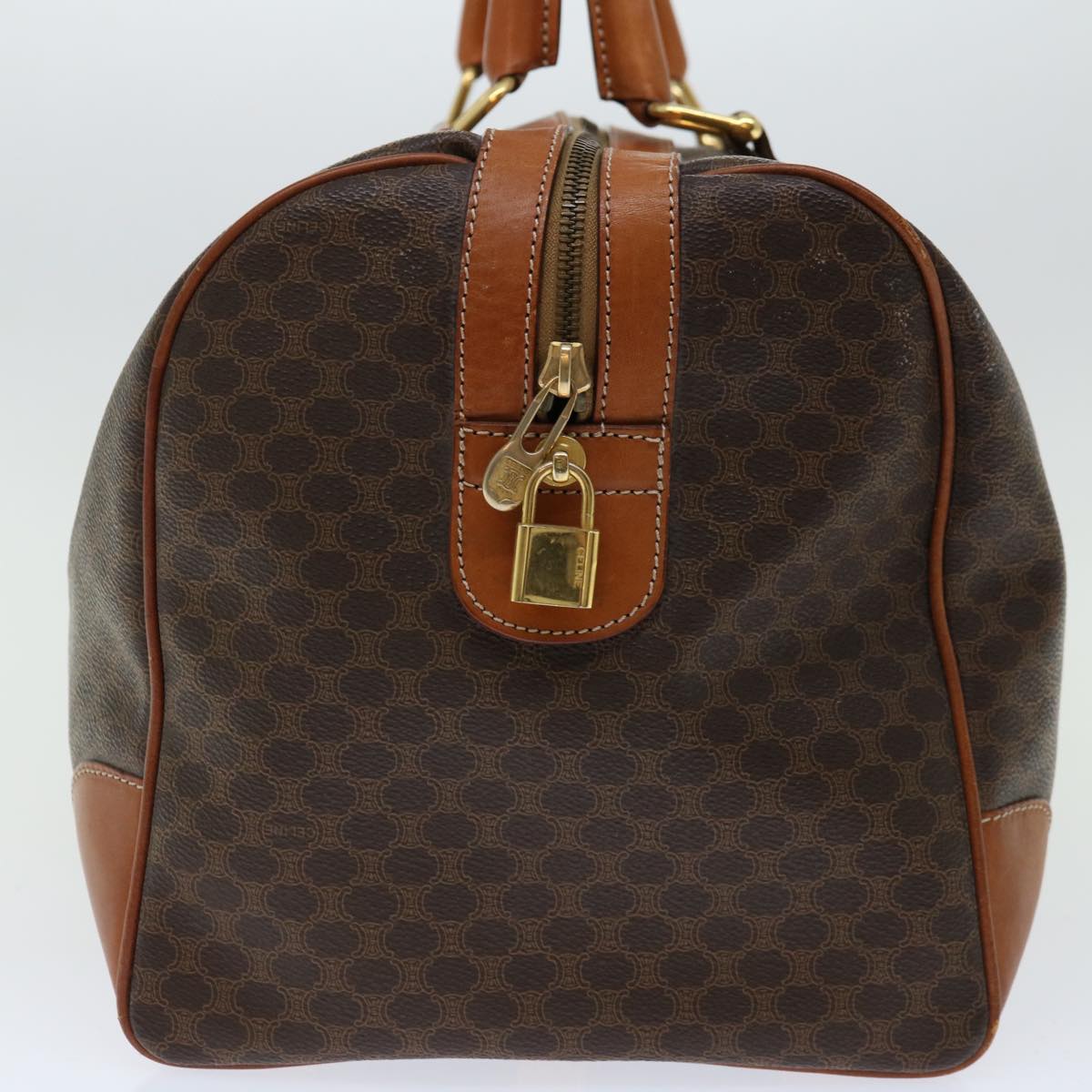 Luxury CELINE Macadam Canvas Boston Bag PVC Brown  66958