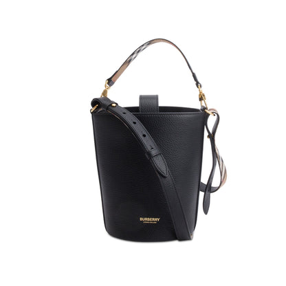 Burberry Black Grainy Leather Small Bucket Bag