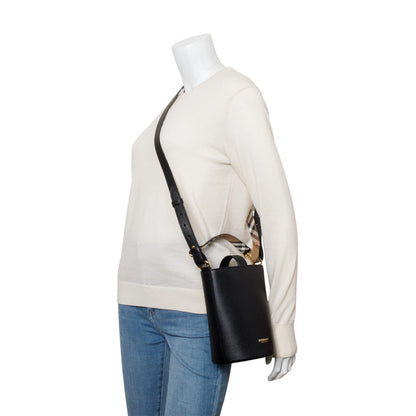 Burberry Black Grainy Leather Small Bucket Bag
