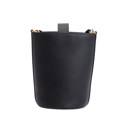 Burberry Black Grainy Leather Small Bucket Bag