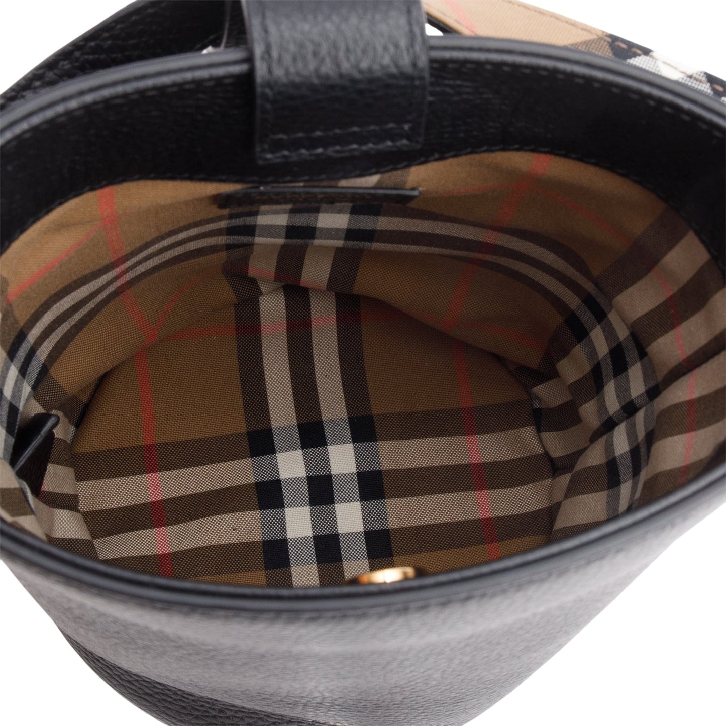 Burberry Black Grainy Leather Small Bucket Bag