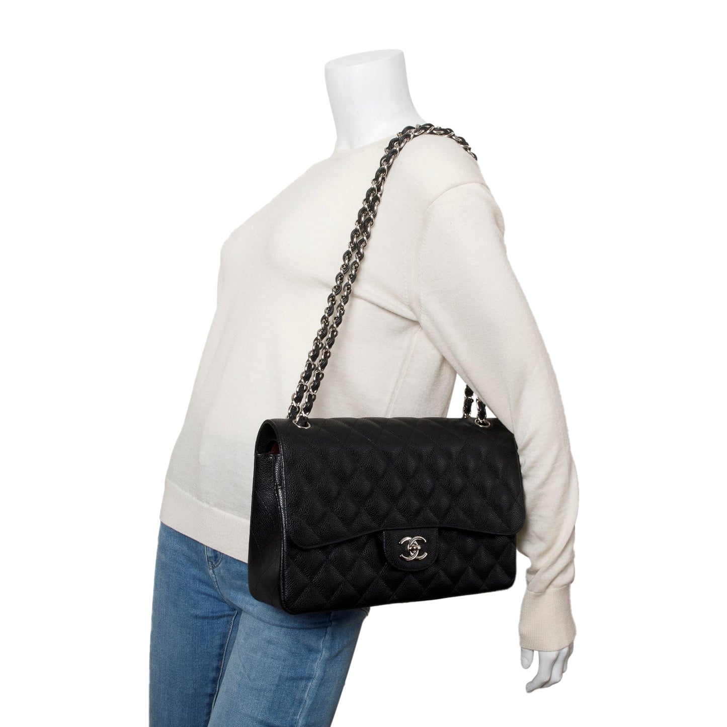 Chanel Black Caviar Jumbo Classic Double Flap Bag