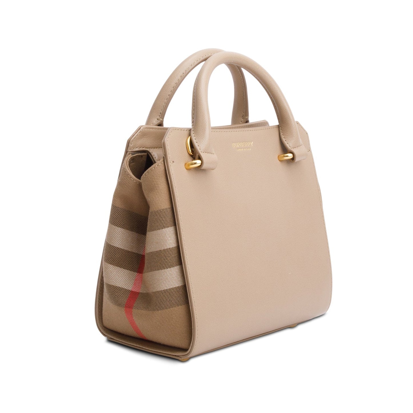 Burberry Beige Calfskin Mega Check Mini Banwell Tote