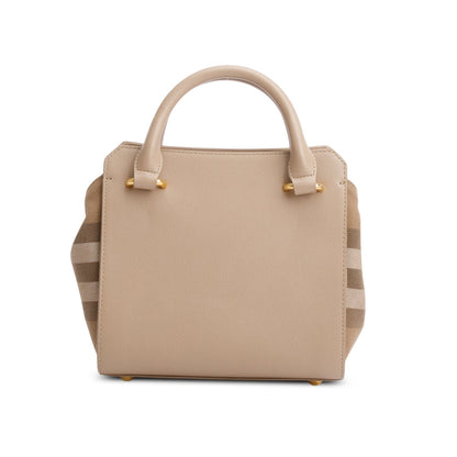 Burberry Beige Calfskin Mega Check Mini Banwell Tote