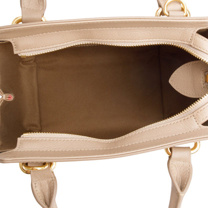 Burberry Beige Calfskin Mega Check Mini Banwell Tote