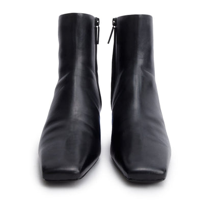 Balenciaga Black Shiny Sheepskin Typo Ankle Booties, Size 37
