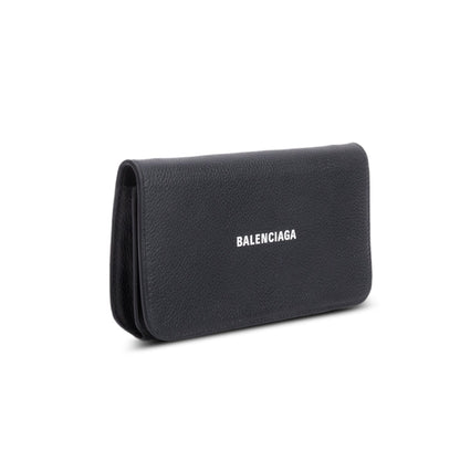 Balenciaga Black Leather Phone Holder Wallet on Chain