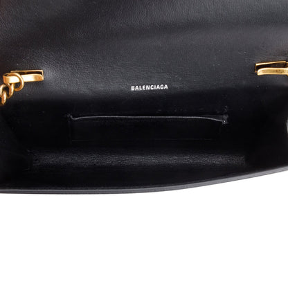 Balenciaga Black Leather Phone Holder Wallet on Chain