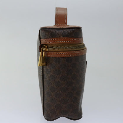 Luxury CELINE Macadam Canvas Vany Cosmetic Pouch PVC Leather Brown  67003