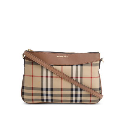 Burberry Beige Horseferry Check Peyton Crossbody Clutch