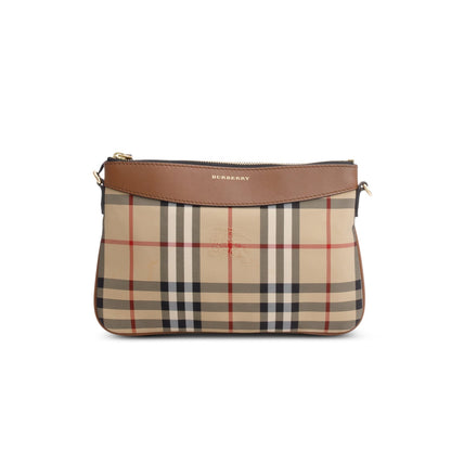 Burberry Beige Horseferry Check Peyton Crossbody Clutch