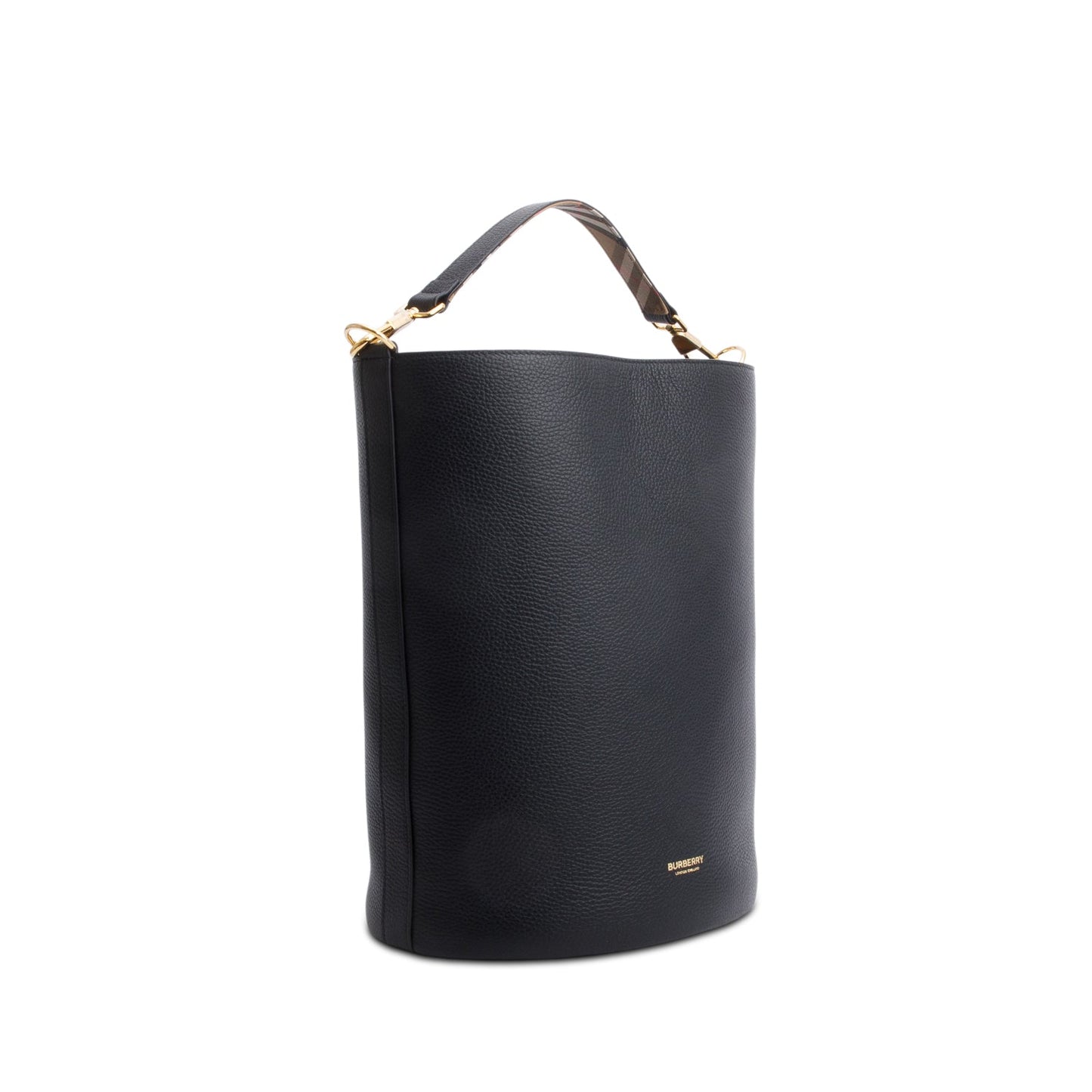 Burberry Black Grained Leather Large Lorne Bucket Bag
