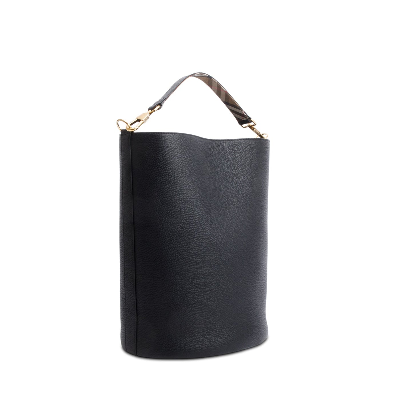 Burberry Black Grained Leather Large Lorne Bucket Bag