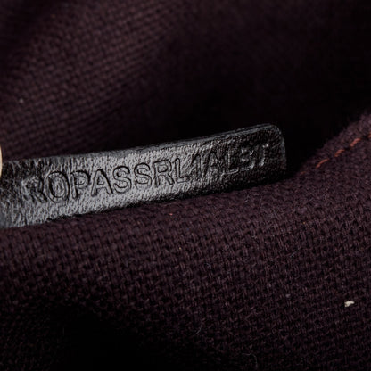 Burberry Black Leather & Burgundy Suede Aubergine Shoulder Bag