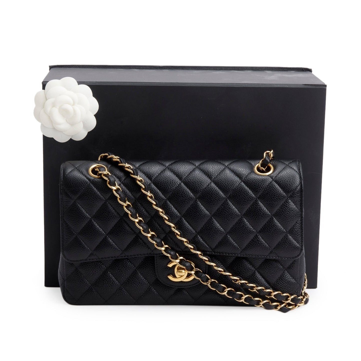 Chanel Black Caviar Classic Medium Double Flap Bag