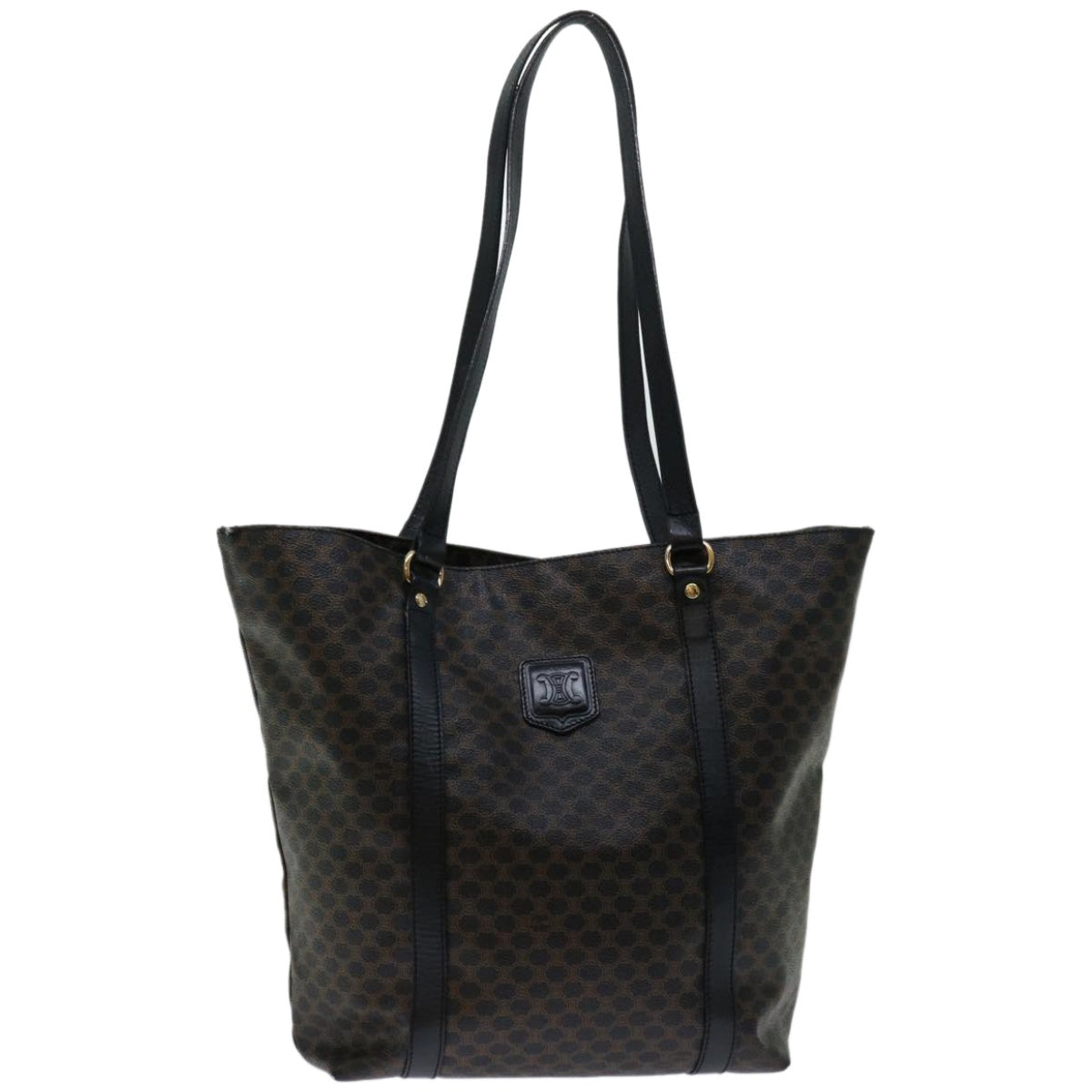 Luxury CELINE Macadam Canvas Tote Bag PVC Leather Black  67059