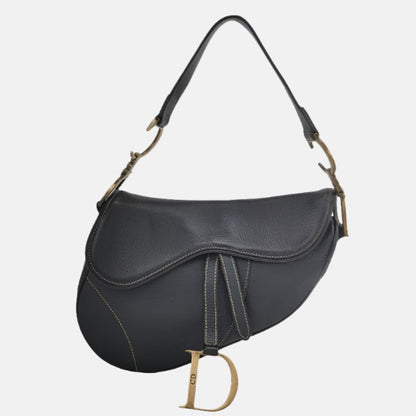 Dior Saddle Vintage Leather Black with Antiqued Gold Hardware
