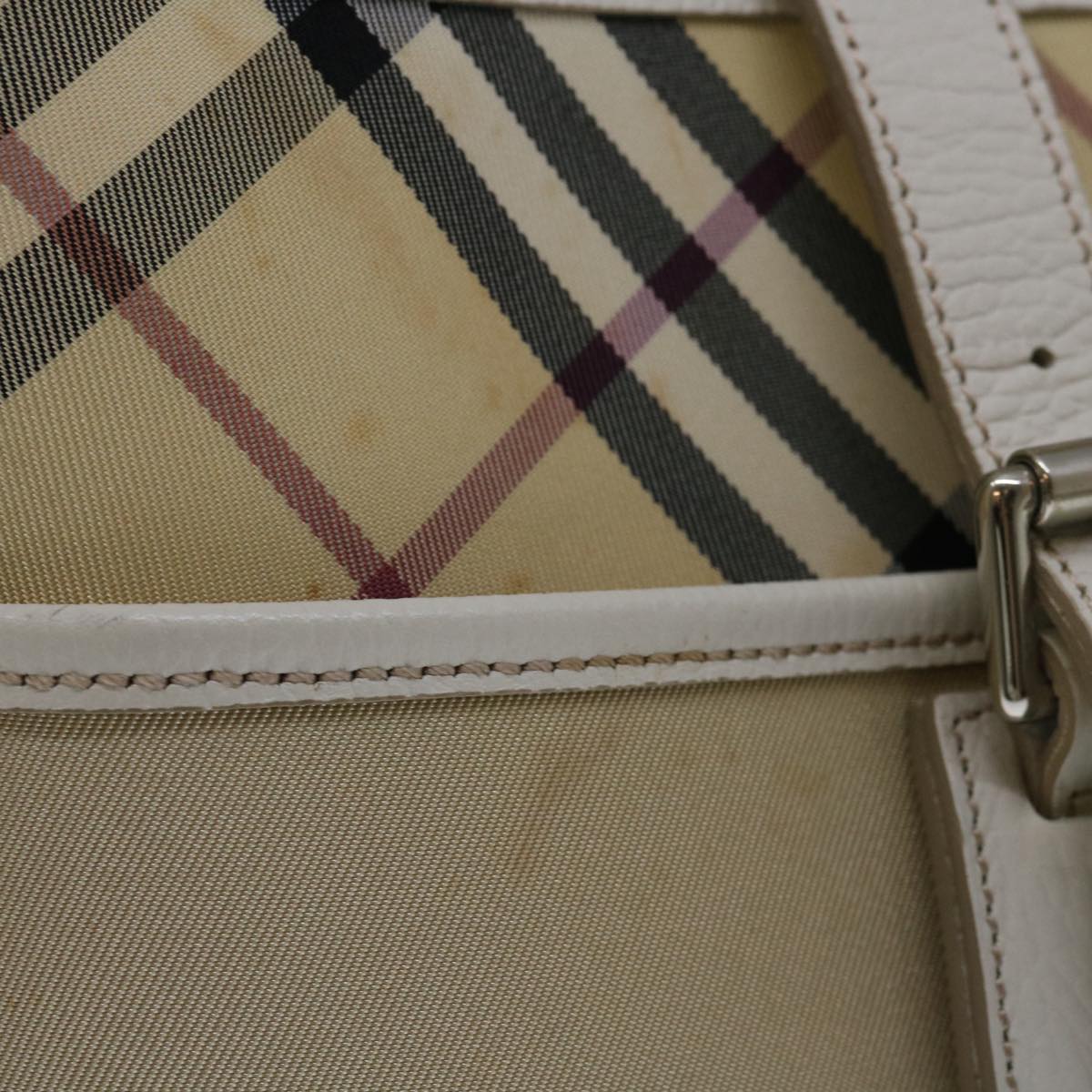 Luxury Burberry Nova Check Shoulder Bag Canvas Beige Auth 67083