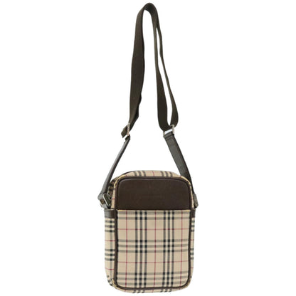 Luxury BurberrySs Nova Check Shoulder Bag Canvas Beige Auth 67085