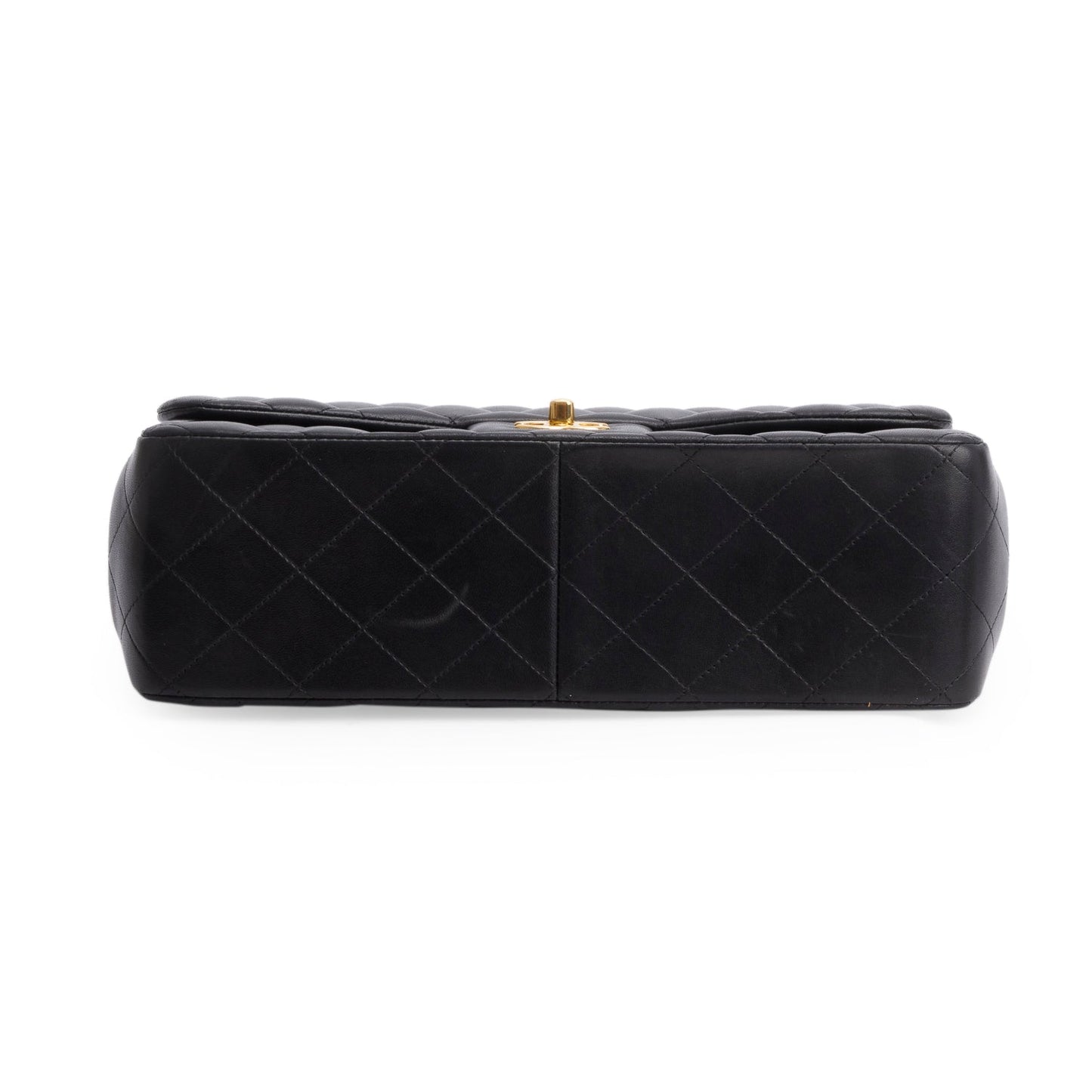 Chanel Black Quilted Lambskin Leather Jumbo Double Flap Bag