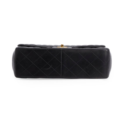 Chanel Black Quilted Lambskin Leather Jumbo Double Flap Bag