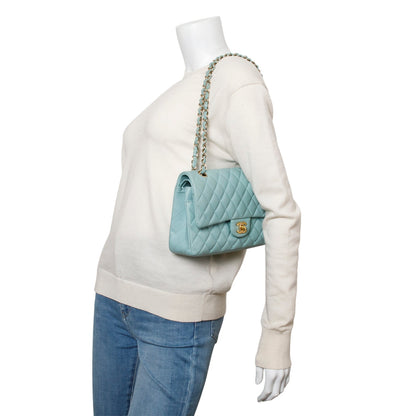 Chanel Turquoise Caviar Quilted Medium Double Flap Bag
