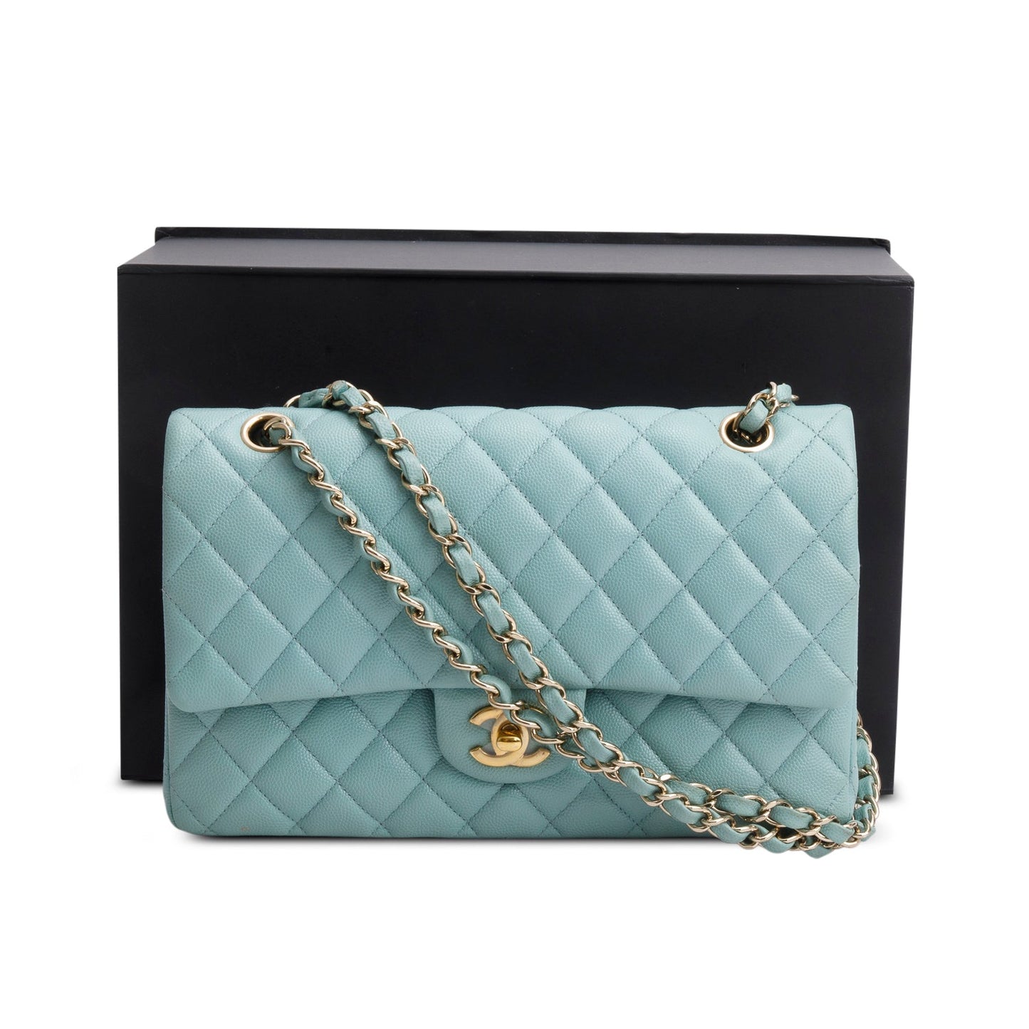 Chanel Turquoise Caviar Quilted Medium Double Flap Bag