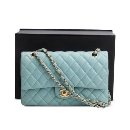 Chanel Turquoise Caviar Quilted Medium Double Flap Bag