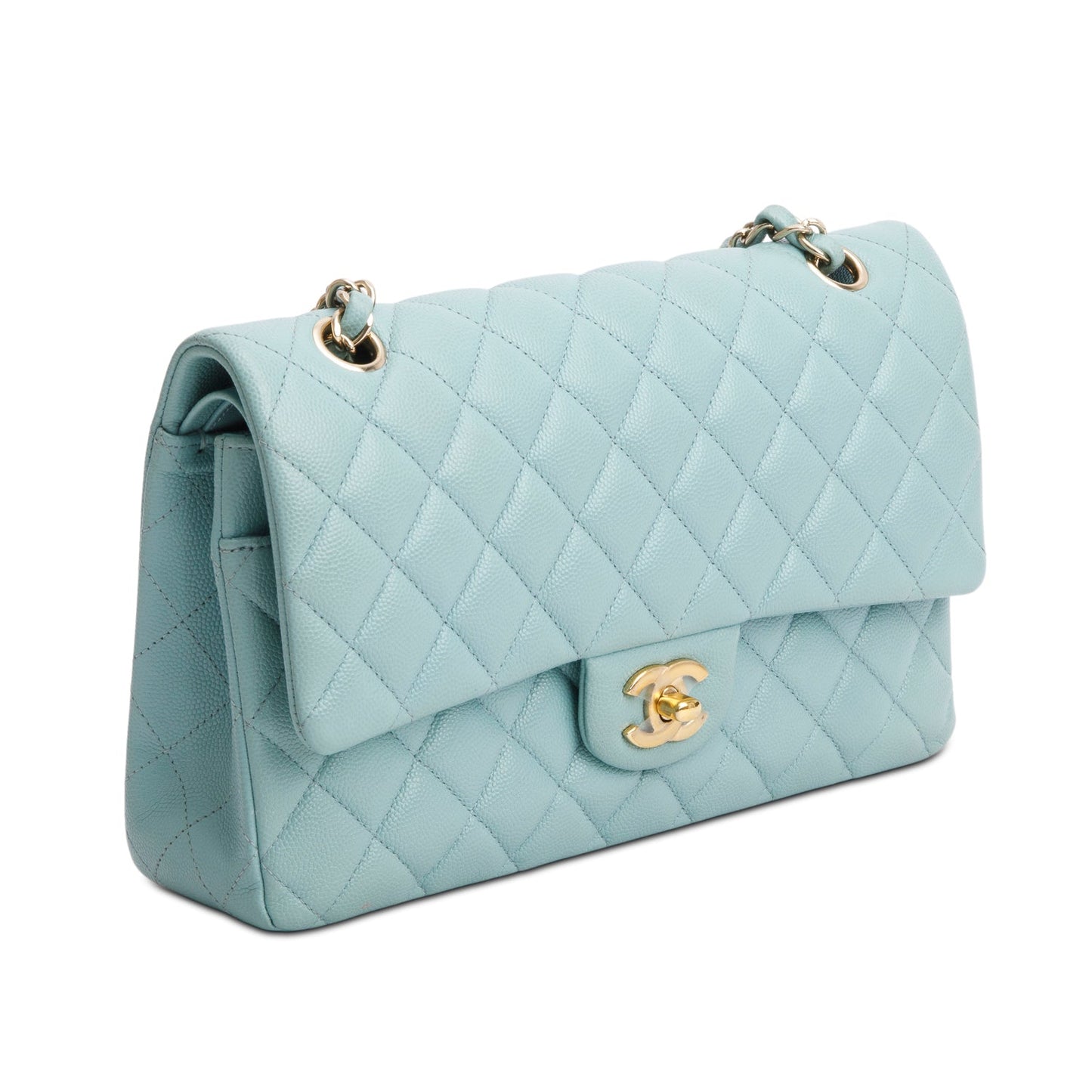 Chanel Turquoise Caviar Quilted Medium Double Flap Bag
