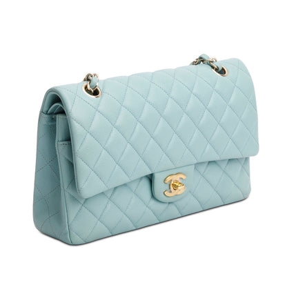 Chanel Turquoise Caviar Quilted Medium Double Flap Bag