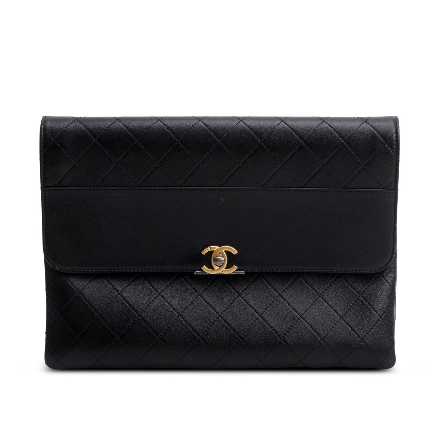 Chanel Black Lambskin Sleek and Chic Clutch