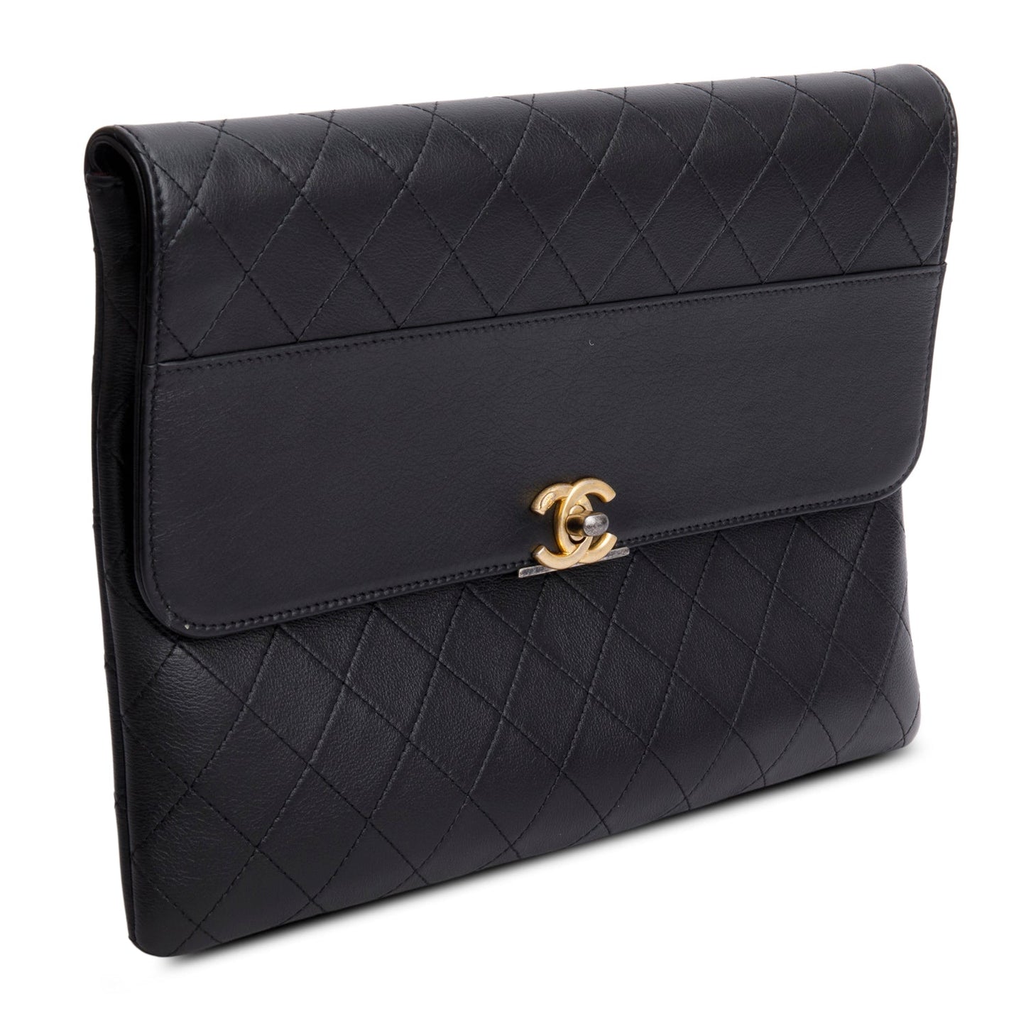 Chanel Black Lambskin Sleek and Chic Clutch