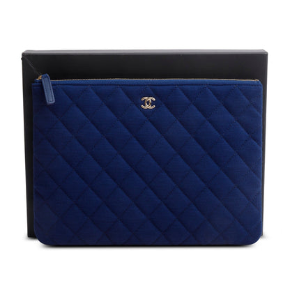 Chanel Blue Quilted Jersey Cosmetic Pouch