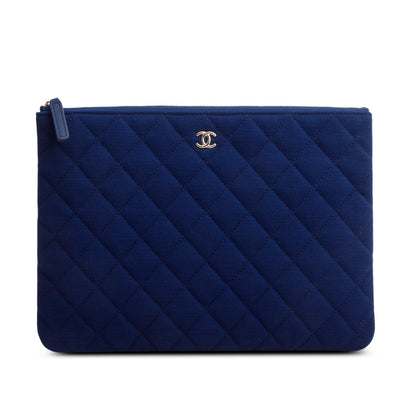 Chanel Blue Quilted Jersey Cosmetic Pouch