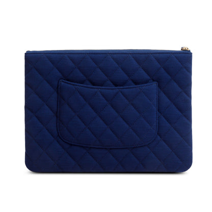 Chanel Blue Quilted Jersey Cosmetic Pouch