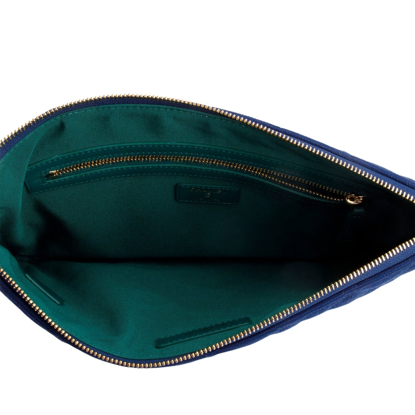Chanel Blue Quilted Jersey Cosmetic Pouch