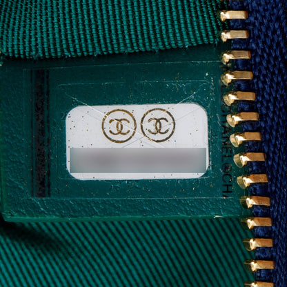 Chanel Blue Quilted Jersey Cosmetic Pouch