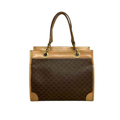 CELINE Handbag Leather, PVC Brown Macadam Blason Triomphe Women(Unisex)