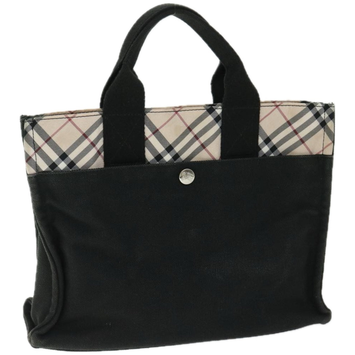 Luxury BurberrySs Nova Check Hand Bag Canvas Beige Black Auth 67106