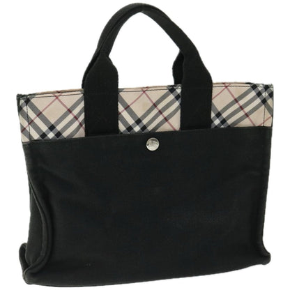 Luxury BurberrySs Nova Check Hand Bag Canvas Beige Black Auth 67106
