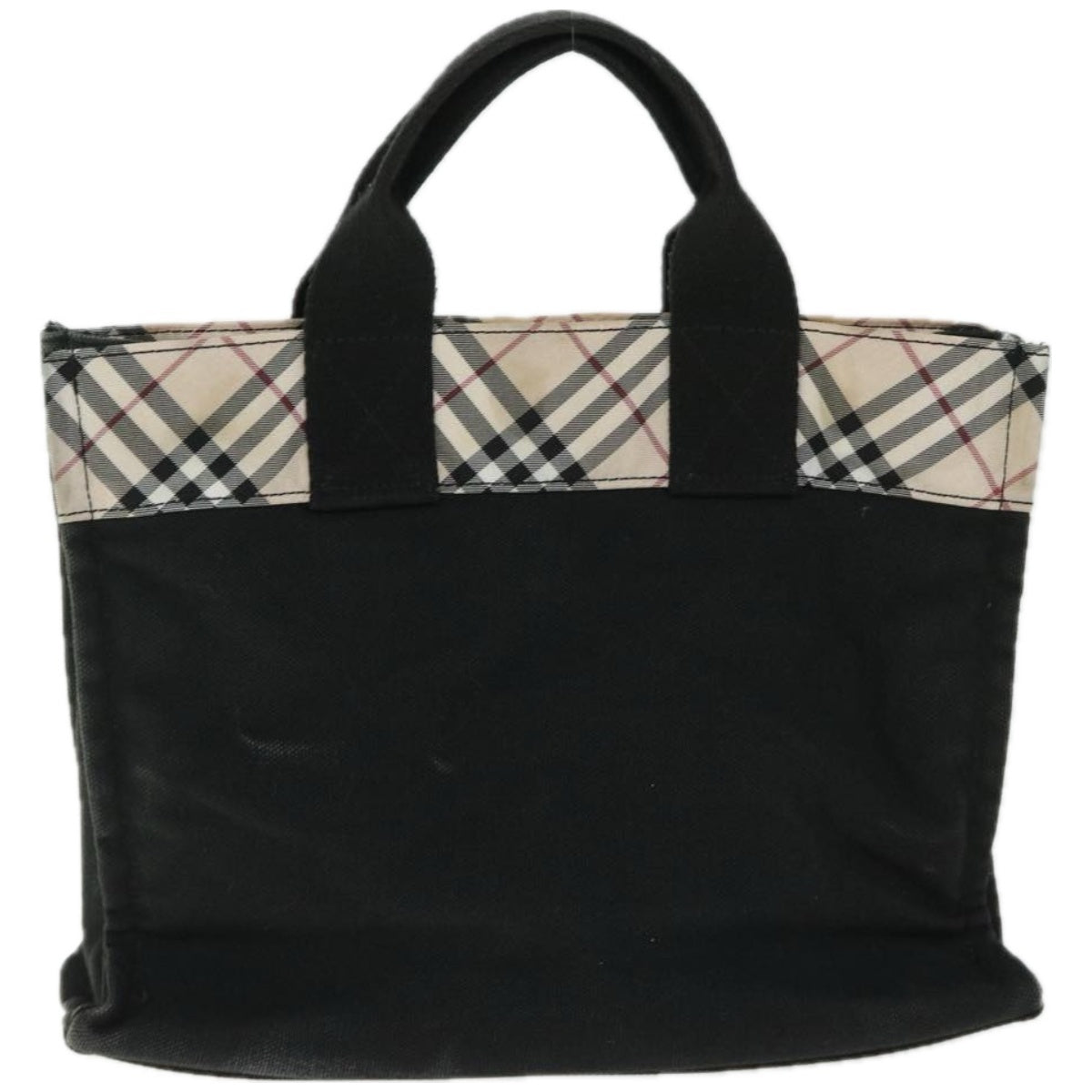 Luxury BurberrySs Nova Check Hand Bag Canvas Beige Black Auth 67106