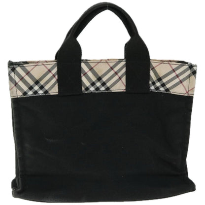 Luxury BurberrySs Nova Check Hand Bag Canvas Beige Black Auth 67106