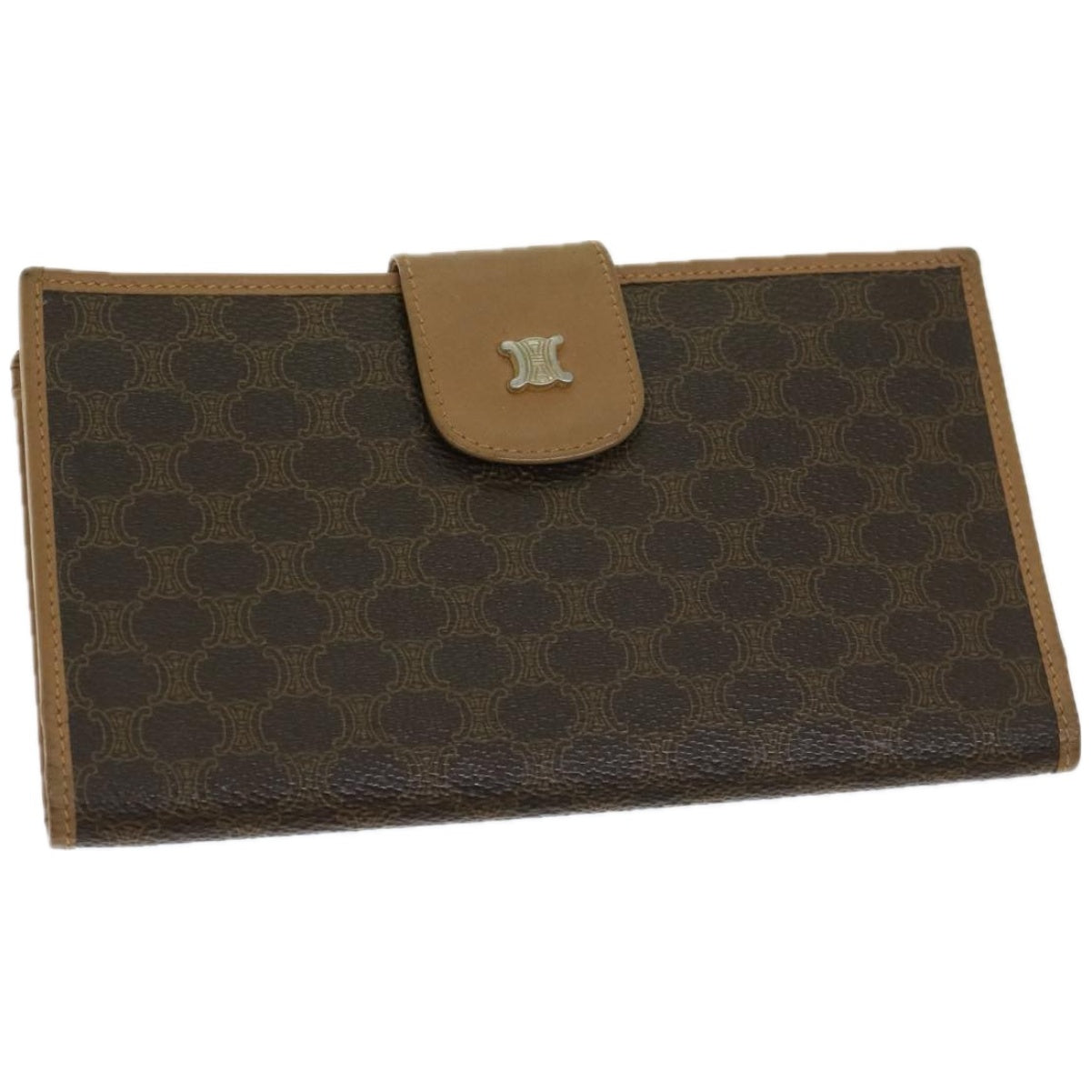Luxury CELINE Macadam Canvas Wallet PVC Leather Brown  67107