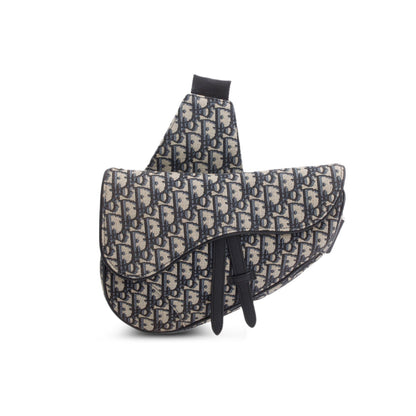 Christian Dior 2022 Navy Oblique Canvas Jacquard Saddle Bag