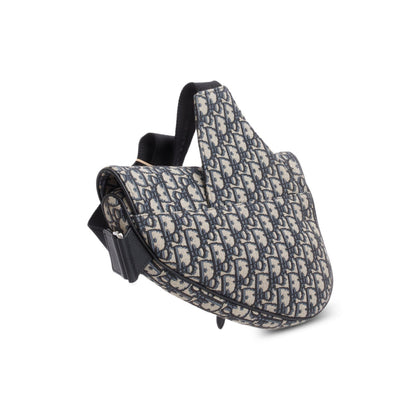 Christian Dior 2022 Navy Oblique Canvas Jacquard Saddle Bag