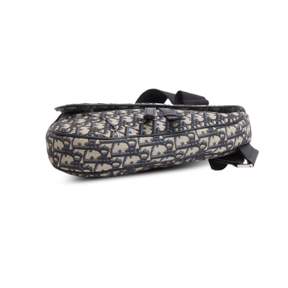 Christian Dior 2022 Navy Oblique Canvas Jacquard Saddle Bag