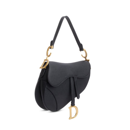 Christian Dior 2022 Black Grained Calfskin Saddle Bag