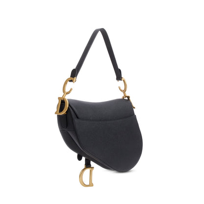 Christian Dior 2022 Black Grained Calfskin Saddle Bag