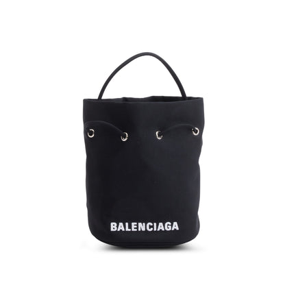 Balenciaga Black Nylon Wheel XS Drawstring Bucket Bag