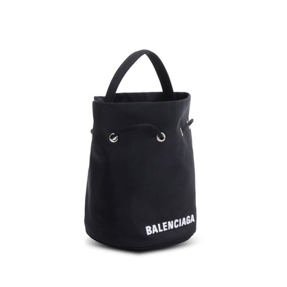 Balenciaga Black Nylon Wheel XS Drawstring Bucket Bag